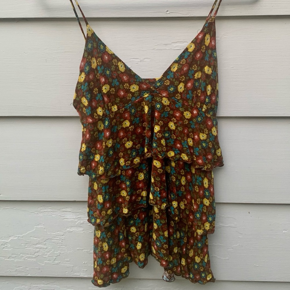 NORDSTROM 70’s brown flowery spaghetti strap top